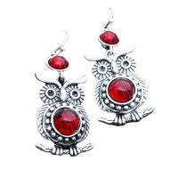 Brass Drop Earring with Ruby Owl fashion jewelry & for woman Sold By Pair