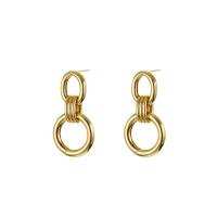 Brass Drop Earring, plated, fashion jewelry & for woman, golden, 23x41mm, Sold By Pair