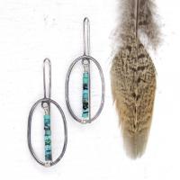 Turquoise Earring Brass with turquoise plated fashion jewelry & for woman Sold By Pair