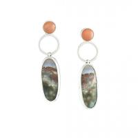 Natural Gemstone Earrings Zinc Alloy with Marble plated fashion jewelry & for woman & with rhinestone Sold By Pair