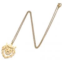 Titanstahl Halskette, Löwe, 18K vergoldet, Modeschmuck & unisex, keine, 22x29mm, Länge 45 cm, verkauft von PC