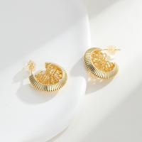 Brass Stud Earring plated fashion jewelry & for woman golden 20.20mm Sold By Pair
