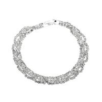 Rhinestone Bracelet, with Brass, silver color plated, for woman, Length:Approx 17 cm, Sold By PC