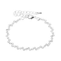 Bracelet strass, avec laiton, avec 6cm chaînes de rallonge, Placage de couleur argentée, pour femme, 2mm, Longueur:Environ 16 cm, Vendu par PC