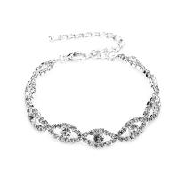 Rhinestone Bracelet, with Brass, with 6cm extender chain, silver color plated, for woman, 8mm, Length:Approx 17 cm, Sold By PC