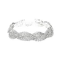 Rhinestone narukvice, Vještački dijamant, s Mesing, s 6cm Produžetak lanac, srebrne boje pozlaćen, za žene, 15mm, Dužina Približno 17 cm, Prodano By PC