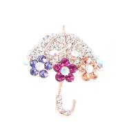Rhinestone Brooch Zinc Alloy Umbrella gold color plated for woman & with rhinestone mixed colors nickel lead & cadmium free Sold By PC