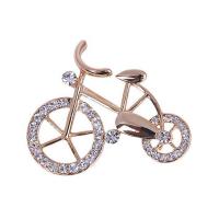 Rhinestone Brooch, Tibetan Style, Bike, rose gold color plated, for woman & with rhinestone, nickel, lead & cadmium free, 44x38mm, Sold By PC