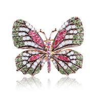 Rhinestone Brooch Zinc Alloy Butterfly gold color plated for woman & with rhinestone nickel lead & cadmium free Sold By PC