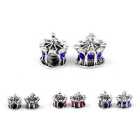 Tibetan Style European Beads, Crown, silver color plated, DIY & with rhinestone, more colors for choice, nickel, lead & cadmium free, 6.50x7mm, Approx 100PCs/Bag, Sold By Bag