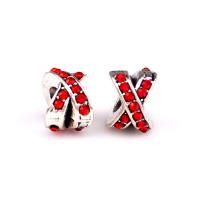 Tibetan Style European Beads, Letter X, silver color plated, DIY & with rhinestone, more colors for choice, nickel, lead & cadmium free, 9x11mm, Approx 100PCs/Bag, Sold By Bag