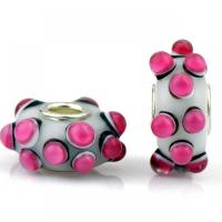 Lampwork European Beads with Iron Lantern silver color plated DIY pink Approx Sold By Bag