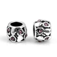 Zinc Alloy European Beads Column silver color plated DIY & with rhinestone nickel lead & cadmium free Approx Sold By Bag