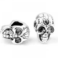 Zinc Alloy European Beads Skull silver color plated DIY nickel lead & cadmium free Approx Sold By Bag