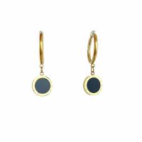 Stainless Steel Drop Earring 304 Stainless Steel Round Vacuum Ion Plating for woman golden Sold By Pair