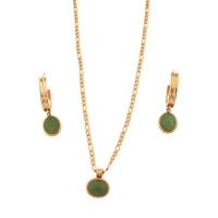 Fashion Stainless Steel Jewelry Sets, 304 Stainless Steel, with Green Aventurine, Vacuum Ion Plating, different styles for choice & for woman, more colors for choice, Sold By PC
