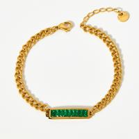 Bijoux bracelet en acier inoxydable, Acier inoxydable 304, avec 1.97 chaînes de rallonge, pavé de micro zircon & pour femme, plus de couleurs à choisir, Longueur:6.69 pouce, Vendu par PC