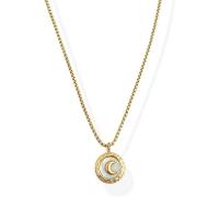Stainless Steel Jewelry Necklace, 304 Stainless Steel, with Shell, with 1.97 extender chain, Moon, Vacuum Ion Plating, for woman, more colors for choice, 17mm, Length:17.72 Inch, Sold By PC