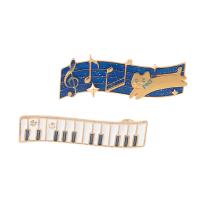 Enamel Brooch, Tibetan Style, Piano, gold color plated, Unisex & different styles for choice, mixed colors, nickel, lead & cadmium free, Sold By PC