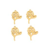 Stainless Steel Flower Pendant 304 Stainless Steel Rose plated DIY Sold By Bag