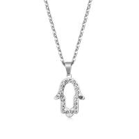 Stainless Steel Jewelry Necklace 304 Stainless Steel with 1.97inch extender chain plated fashion jewelry & for woman & with rhinestone Sold Per Approx 17.72 Inch Strand