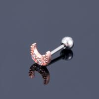 Stainless Steel Stud Earrings 304 Stainless Steel & micro pave cubic zirconia & for woman rose gold color Sold By PC