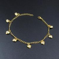 Stainless Steel Anklet, 304 Stainless Steel, 18K gold plated, different styles for choice & for woman & with rhinestone, golden, Sold Per Approx 8.66 Inch Strand
