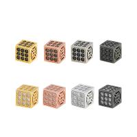 Cubic Zirconia Micro Pave Brass Beads Cube plated DIY & micro pave cubic zirconia nickel lead & cadmium free 8mm Approx 1.1mm Sold By PC