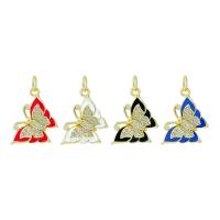 Cubic Zirconia Micro Pave Brass Pendant, Butterfly, gold color plated, DIY & micro pave cubic zirconia & enamel, more colors for choice, nickel, lead & cadmium free, 13.20x18mm, Sold By PC