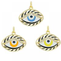 Evil Eye Pendants, Brass, gold color plated, DIY & micro pave cubic zirconia & enamel, more colors for choice, nickel, lead & cadmium free, 23x16mm, Sold By PC
