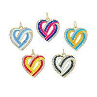 Cubic Zirconia Micro Pave Brass Pendant, Heart, gold color plated, DIY & micro pave cubic zirconia & enamel, more colors for choice, nickel, lead & cadmium free, 19.80x20.50mm, Sold By PC
