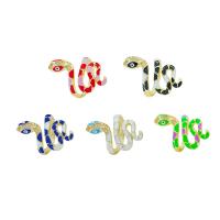 Cubic Zirconia Micro Pave Brass Ring, Snake, gold color plated, fashion jewelry & micro pave cubic zirconia & enamel, more colors for choice, nickel, lead & cadmium free, 30x17mm, Sold By PC