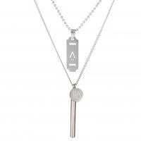 Multi слой ожерелье, титан, с 5cm наполнитель цепи, Двойной слой & ювелирные изделия моды & Мужская, серебряный, длина:52.5 см, 70.5 см, продается PC