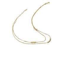 Mode-Multi-Layer-Halskette, Titanstahl, mit Verlängerungskettchen von 5cm, rund, Doppelschicht & Modeschmuck & für Frau, keine, Länge 35 cm, 40 cm, verkauft von PC