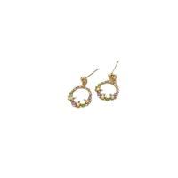 Zinc Alloy Drop Earrings Flower gold color plated fashion jewelry & for woman & with rhinestone & hollow nickel lead & cadmium free Sold By Pair