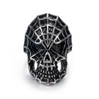 Titantium Steel fingerring, Titanium Stål, Skull, Salve, forskellig størrelse for valg & for mennesket, sort, 34mm, Solgt af PC