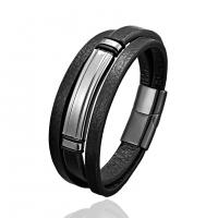 PU Leather Cord Bracelets with 304 Stainless Steel plated multilayer & Unisex Length 21 cm Sold By PC