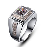 Rhinestone палец кольцо, Латунь, Геометрический узор, покрытый платиной, регулируемый & Мужский & со стразами, не содержит никель, свинец, продается PC
