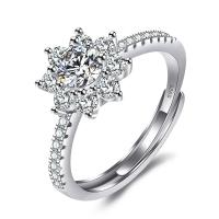 Cubic Zirconia Micro Pave Brass Ring Snowflake platinum plated adjustable & micro pave cubic zirconia & for woman nickel lead & cadmium free US Ring Sold By PC