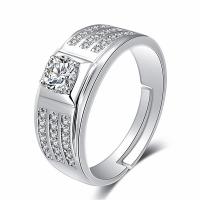 Cubic Zirconia Micro Pave Brass Ring, Geometrical Pattern, platinum plated, Unisex & adjustable & micro pave cubic zirconia, nickel, lead & cadmium free, 8mm, Sold By PC