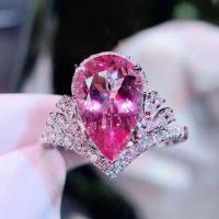 Vještački dijamant Ring Finger, Mesing, Suza, platine pozlaćen, prilagodljiv & za žene & s Rhinestone, nikal, olovo i kadmij besplatno, Veličina:6-8, Prodano By PC