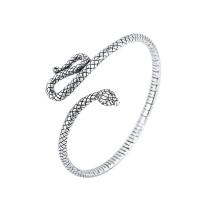 Brass Finger Ring Snake antique silver color plated vintage & adjustable & for woman nickel lead & cadmium free 29mm 53mm Sold By PC