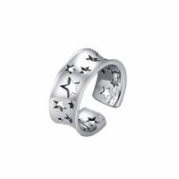 Brass Finger Ring Star antique silver color plated adjustable & for woman & hollow nickel lead & cadmium free 8mm US Ring .5 Sold By PC