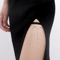 alliage de zinc Chaîne de jambe, avec tissu, Placage de couleur platine, pour femme, 6cm,6.5cm,8cm, 10PC/lot, Vendu par lot