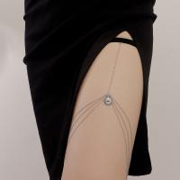 alliage de zinc Chaîne de jambe, avec tissu, Placage de couleur platine, multicouche & pour femme, 44cm,26cm,28cm,30cm, Vendu par lot
