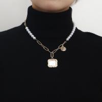 Collar de perlas de plástico, aleación de zinc, con Perlas plásticas, con 1.95 inch extender cadena, chapado, para mujer, más colores para la opción, longitud:aproximado 18.33 Inch, 10PCs/Grupo, Vendido por Grupo