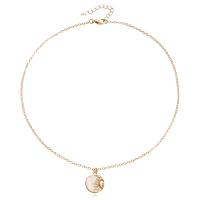 Zinek šperky náhrdelník, s White Shell, barva pozlacený, pro ženy, Délka Cca 16.38 inch, 10PC/Lot, Prodáno By Lot