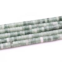 Grânulos de Jade, Roda plana, polido, DIY, verde, 3x6mm, comprimento Aprox 15.35 inchaltura, 5vertentespraia/Lot, Aprox 130PCs/Strand, vendido por Lot