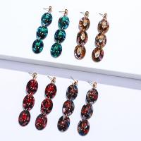 Earring Jewelry, Tibetan Style, with Acetate, gold color plated, fashion jewelry & for woman & with rhinestone, more colors for choice, nickel, lead & cadmium free, 91x19mm, Sold By Pair