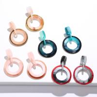 Boucle d'oreille bijoux acrylique, bijoux de mode & pour femme, plus de couleurs à choisir, 58x38mm, Vendu par paire